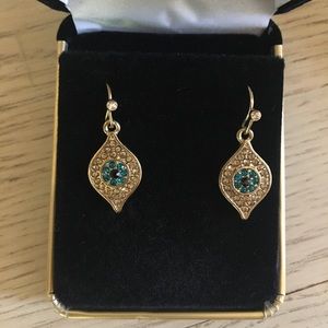 Gold/Blue Evil Eye Dangling Earrings